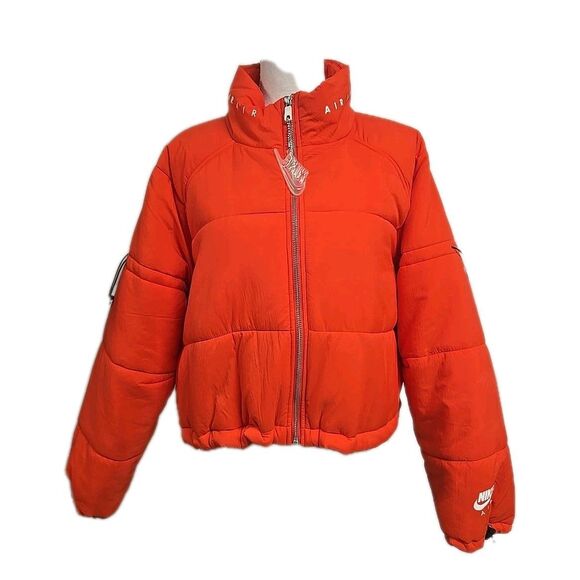Nike Jackets & Blazers - Nike Sportswear Air Puffer Coat Cropped Cinched Waist Red Orange Women’s Size M